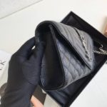 Saint Laurent Envelope Small Bag In Mix Matelassé Grain De Poudre Black For Women 8.2in/21cm YSL 600195BOW921000