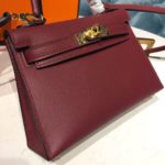 Hermes Mini Kelly Burgundy For Women Gold Toned Hardware 7.5in/19cm