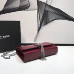 Saint Laurent Kate Medium Chain Bag With Tassel In Shiny-Embossed Burgundy For Women 9.4in/24cm 