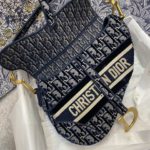 Christian Dior Saddle Bag Blue Oblique Canvas Gold Toned Hardware For Women 25cm/10in CD