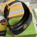 Gucci Marmont Half Moon Shaped Mini Bag Black For Women, Women's Bags 8.5in/22cm GG 699514 DTDHT 1000
