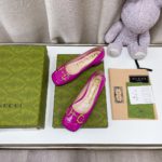 Gucci Women's Ballet Flat With Horsebit Dark Pink For Women GG