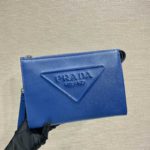 Prada Saffiano Pouch Blue For Women, Women's Bags 9.8in/25cm 2VF039_2FAD_F0016_V_OOO
