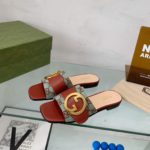 Gucci Blondie Matelasse Canvas Slide Sandal Red For Women GG