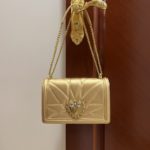 Dolce & Gabbana Large Devotion Bag In Quilted Nappa Gold For Women 10in/26cm DG