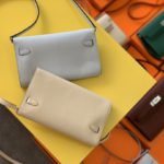 Hermes Kelly Classique To Go Wallet  21cm/8.3in Gold Toned Hardware For Women Cream