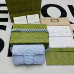 Gucci Marmont Super Mini Bag Blue For Women, Women's Bags 6.2in/17cm GG