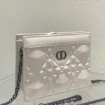 Christian Dior Caro Zipped Pouch With Chain White, For Women, Women’s Handbags 7.5in/19cm CD