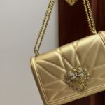 Dolce & Gabbana Large Devotion Bag In Quilted Nappa Gold For Women 10in/26cm DG