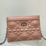 Christian Dior Caro Zipped Pouch With Chain Pink, For Women, Women’s Handbags 7.5in/19cm CD
