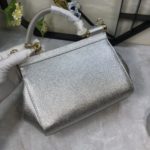 Dolce & Gabbana Medium Sicily Handbag In Dauphine Silver For Women 10.2in/26cm DG