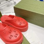 Gucci Women's Platform Perforated G Sandal Red For Women GG