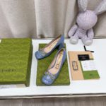 Gucci Women's Mid-Heel Ballet Flat With Horsebit Jade Green For Women GG