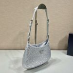 Prada Cleo Satin Bag With Crystals Silver For Women, Women's Bags 8.6in/22cm 1BC169_2AWL_F0934_V_HOO