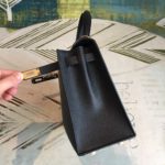 Hermes Kelly Black For Women Gold Toned Hardware 10in/25cm