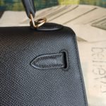 Hermes Kelly Black For Women Gold Toned Hardware 10in/25cm