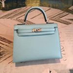 Hermes Kelly Light Blue For Women Silver Toned Hardware 10in/25cm