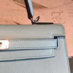 Hermes Kelly Light Blue For Women Silver Toned Hardware 10in/25cm