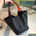 Hermes Picotin Lock 18 Black Clemence Palladium Hardware For Women 7.5in/19cm