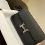 Hermes Constance Togo Long Wallet  21cm/8.3in Silver Toned Hardware For Women Black
