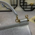 Dolce & Gabbana Medium Sicily Handbag In Dauphine Silver For Women 10.2in/26cm DG