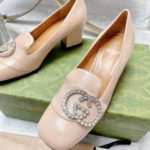 Gucci Women's Mid-Heel Pump With GG Logo Beige For Women GG