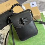 Gucci Bamboo Mini Handbag Black For Women, Women's Bags 6.2in/16cm GG