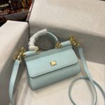 Dolce & Gabbana Small Sicily Bag In Dauphine Azure For Women 7.5in/19cm DG