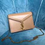 Saint Laurent Cassandra Medium Chain Bag Dark Beige For Women 8.7in/22cm YSL 