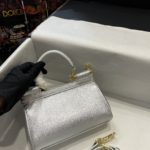 Dolce & Gabbana Small Sicily Bag In Dauphine Silver For Women 7.5in/19cm DG 