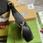 Gucci Marmont Half Moon Shaped Mini Bag Black For Women, Women's Bags 8.5in/22cm GG 699514 DTDHT 1000