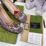Gucci Lovelight Mid-Heel Crystal Ballet Flat With Horsebit Multicolor For Women GG
