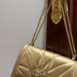 Dolce & Gabbana Large Devotion Bag In Quilted Nappa Gold For Women 10in/26cm DG