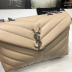 Saint Laurent Loulou Small Chain Bag In Matelassé "Y" Beige For Women 9.8in/23cm YSL 