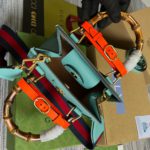 Gucci Diana Mini Tote Bag Light Blue For Women, Women's Bags 7.9in/20cm GG ‎702732 U3ZDT 4377