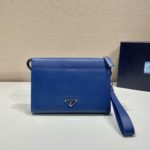 Prada Saffiano Pouch Blue For Women, Women's Bags 9.8in/25cm 2VF039_2FAD_F0016_V_OOO