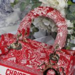 Christian Dior Medium Lady D-Lite Bag Red, For Women, Women’s Handbags 24cm/9.5in CD