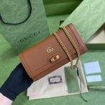 Gucci Diana Chain Wallet With Bamboo Red For Women, Women's Bags 7.4in/19cm GG