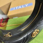 Gucci Marmont Half Moon Shaped Mini Bag Black For Women, Women's Bags 8.5in/22cm GG 699514 DTDHT 1000