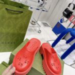 Gucci Women's Platform Perforated G Sandal Red For Women GG