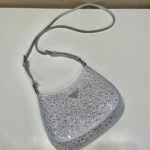 Prada Cleo Satin Bag With Crystals Silver For Women, Women's Bags 8.6in/22cm 1BC169_2AWL_F0934_V_HOO