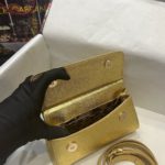 Dolce & Gabbana Small Sicily Bag In Dauphine Gold For Women 7.5in/19cm DG 