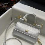 Dolce & Gabbana Small Sicily Bag In Dauphine Silver For Women 7.5in/19cm DG 