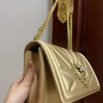 Dolce & Gabbana Large Devotion Bag In Quilted Nappa Gold For Women 10in/26cm DG