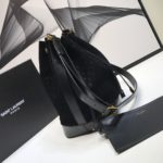 Saint Laurent All-Over Monogram Bucket Bag Black For Women 10.5in/27cm YSL 