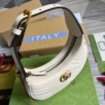 Gucci Marmont Half Moon Shaped Mini Bag White For Women, Women's Bags 8.5in/22cm GG ‎699514 DTDHT 9022