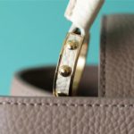 Louis Vuitton Capucines MM Taurillon Smokey Brown Green/ Creme/ Pink For Women, Women’s Bags, Shoulder And Crossbody Bags 12.4in/31.5cm LV M59516