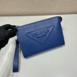 Prada Saffiano Pouch Blue For Women, Women's Bags 9.8in/25cm 2VF039_2FAD_F0016_V_OOO
