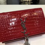 Saint Laurent Kate Small Chain Bag With Tassel In Embossed Burgundy For Women 7.8in/20cm YSL 