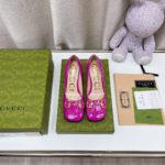 Gucci Women's Ballet Flat With Horsebit Dark Pink For Women GG